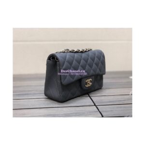 Replica Chanel Small Classic Flap CF Bag Quilted Caviar Shining Light Gold Hardware 20cm in Dark Grey 2