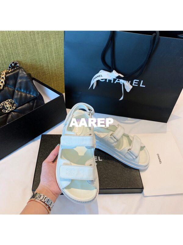 Replica Chanel Vintage Calfskin Sandals G34603 White 5