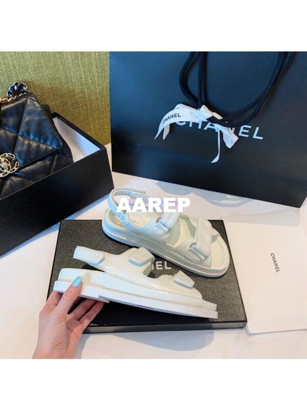 Replica Chanel Vintage Calfskin Sandals G34603 White 8