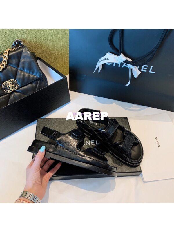 Replica Chanel Vintage Calfskin Sandals G34603 Black 7