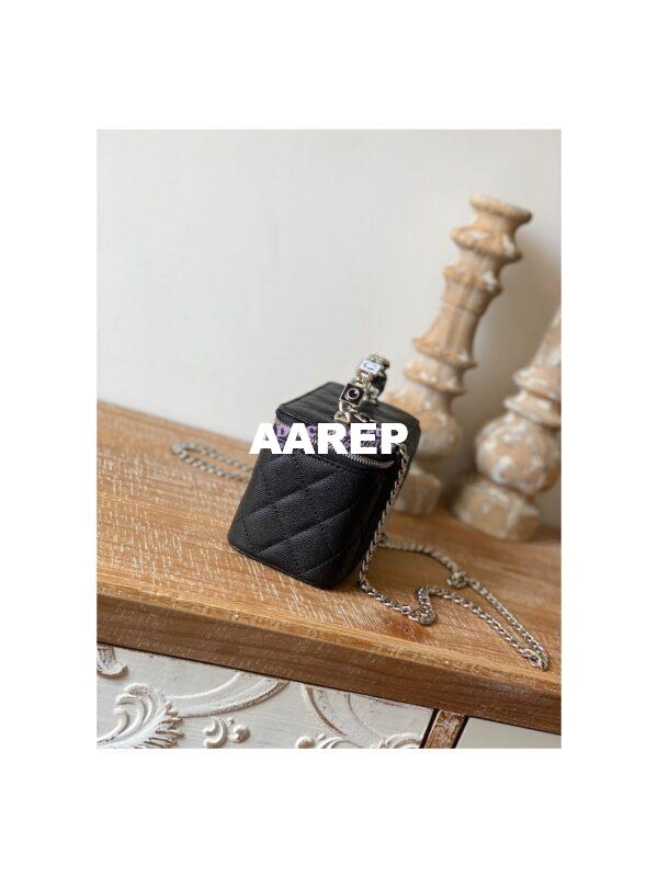 Replica Chanel Enamel Handle Grained Calfskin Vanity with Chain AP2805 Black 4