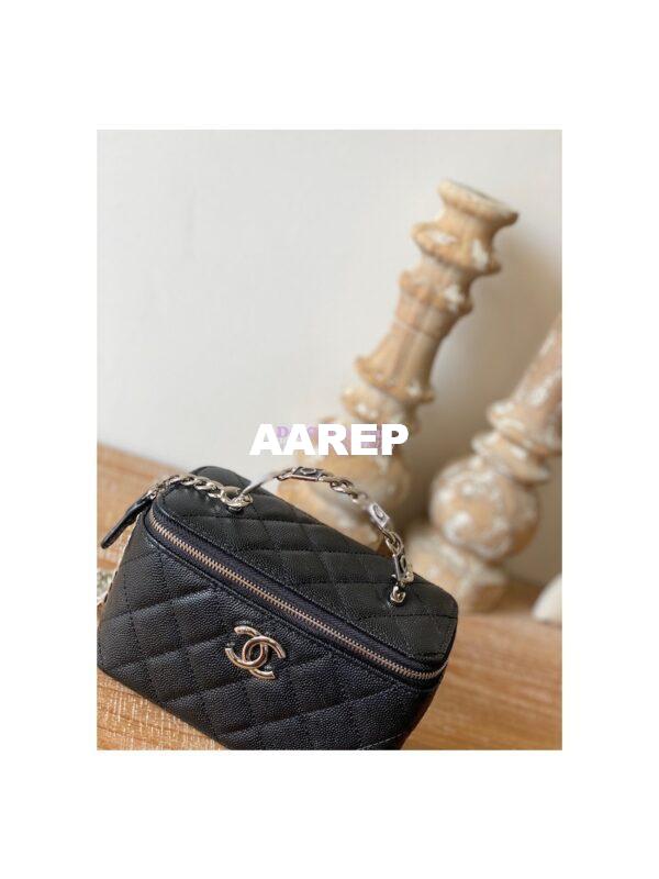 Replica Chanel Enamel Handle Grained Calfskin Vanity with Chain AP2805 Black 6