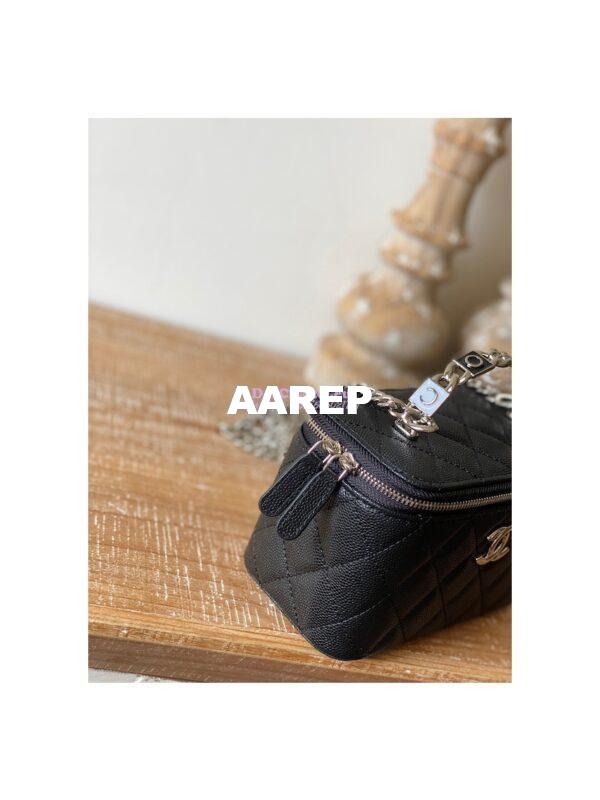 Replica Chanel Enamel Handle Grained Calfskin Vanity with Chain AP2805 Black 7