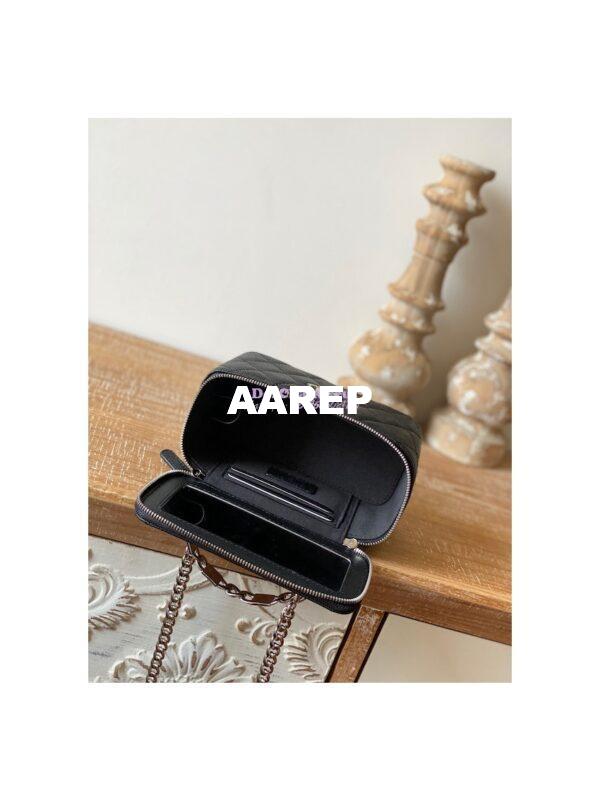 Replica Chanel Enamel Handle Grained Calfskin Vanity with Chain AP2805 Black 9