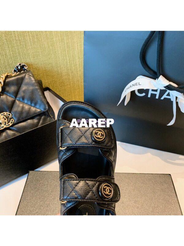 Replica Chanel Lambskin Sandals G34601 Black 7
