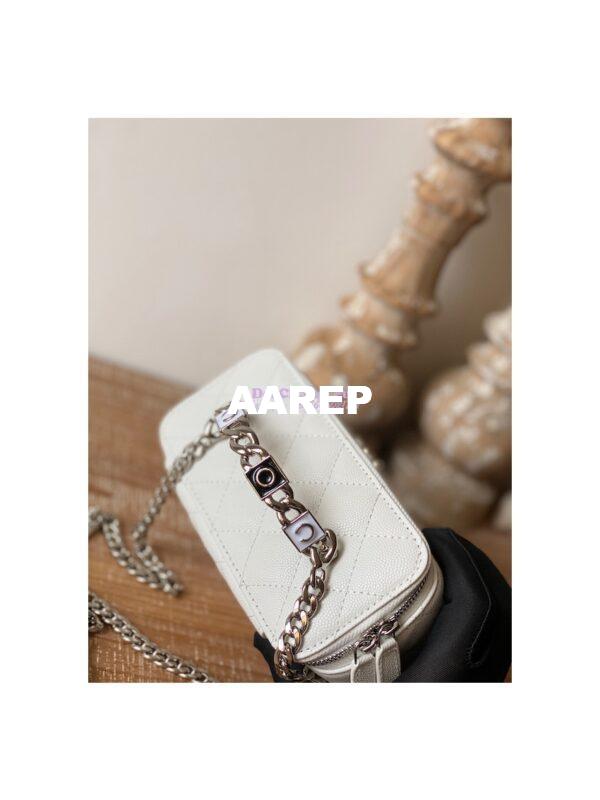 Replica Chanel Enamel Handle Grained Calfskin Vanity with Chain AP2805 White 8