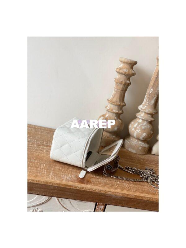 Replica Chanel Enamel Handle Grained Calfskin Vanity with Chain AP2805 White 10