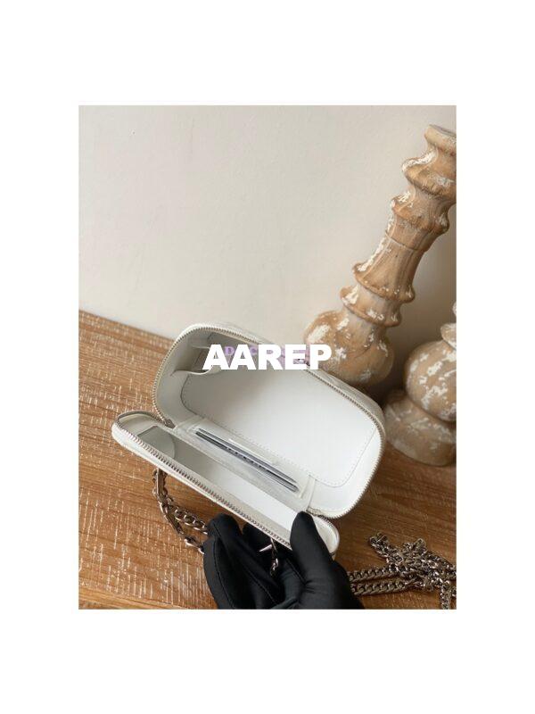 Replica Chanel Enamel Handle Grained Calfskin Vanity with Chain AP2805 White 11