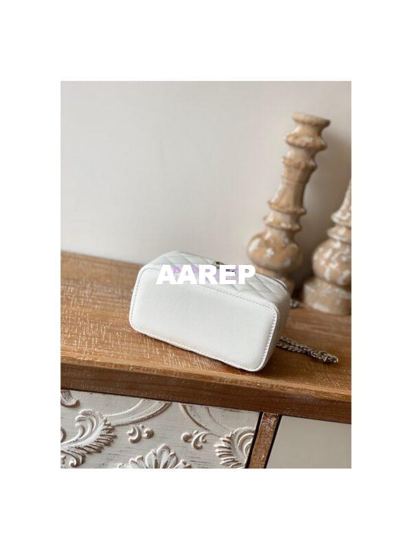 Replica Chanel Enamel Handle Grained Calfskin Vanity with Chain AP2805 White 12