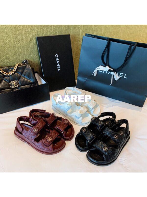 Replica Chanel Lambskin Sandals G34601 White