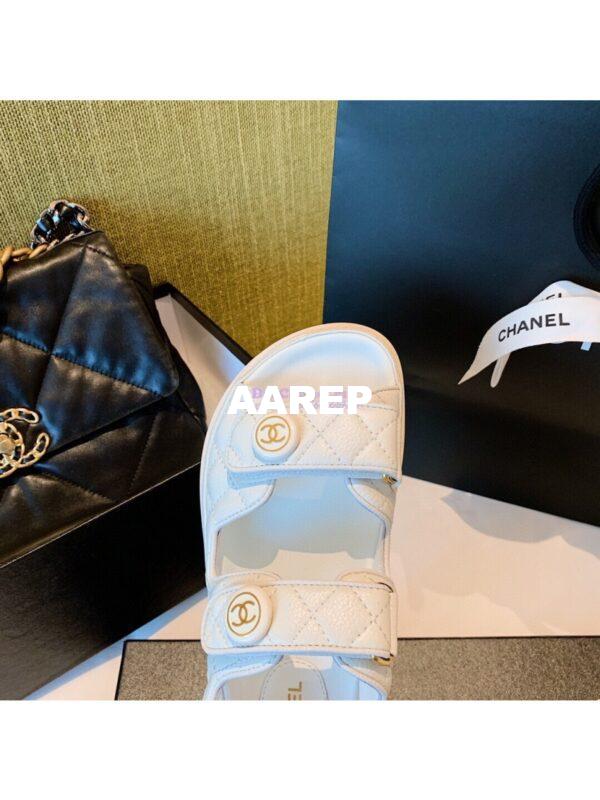 Replica Chanel Lambskin Sandals G34601 White 6