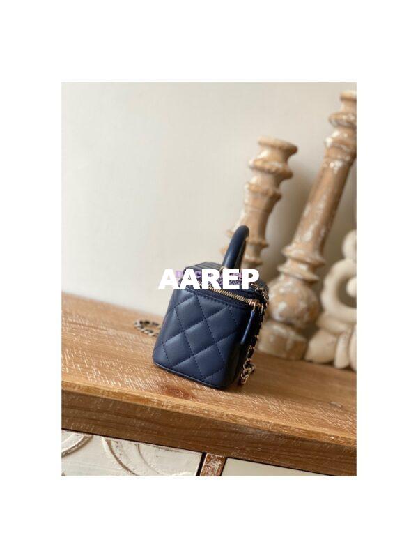 Replica Chanel Vanity With Chain in Lambskin Top Handle AP2846 Dark Blue 5