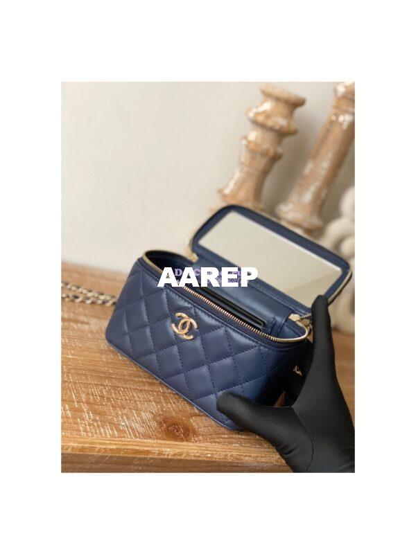 Replica Chanel Vanity With Chain in Lambskin Top Handle AP2846 Dark Blue 8