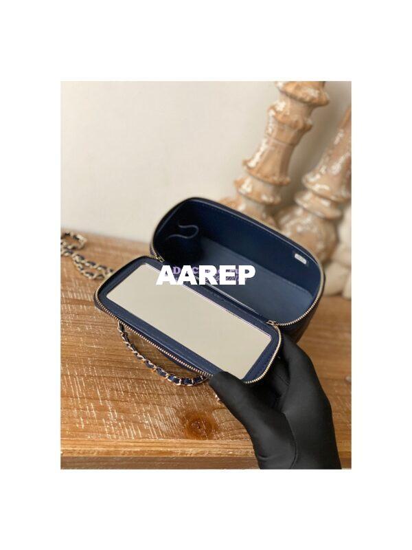 Replica Chanel Vanity With Chain in Lambskin Top Handle AP2846 Dark Blue 9