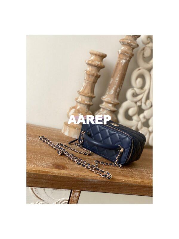 Replica Chanel Vanity With Chain in Lambskin Top Handle AP2846 Dark Blue 10