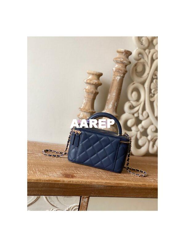 Replica Chanel Vanity With Chain in Lambskin Top Handle AP2846 Dark Blue 11