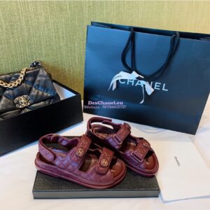 Replica Chanel Lambskin Sandals G34601 Burgundy 2