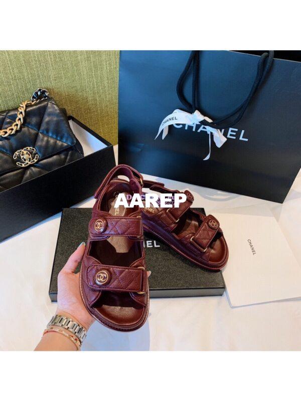 Replica Chanel Lambskin Sandals G34601 Burgundy 5
