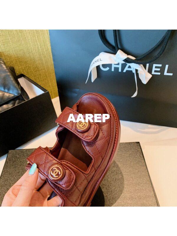 Replica Chanel Lambskin Sandals G34601 Burgundy 8