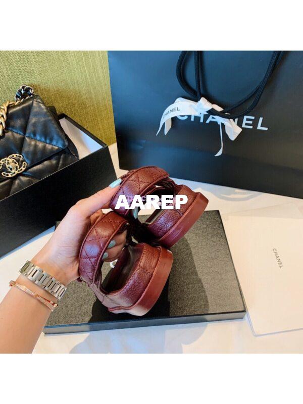 Replica Chanel Lambskin Sandals G34601 Burgundy 10