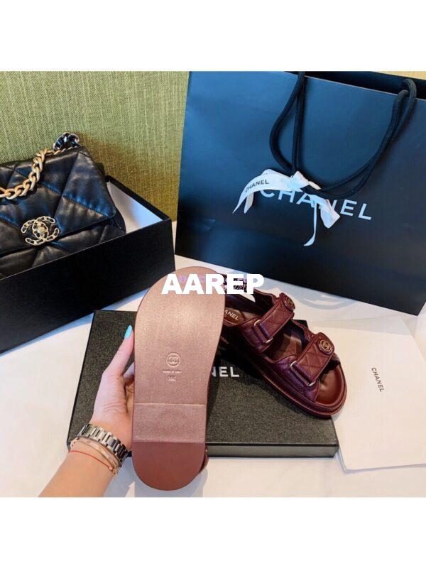 Replica Chanel Lambskin Sandals G34601 Burgundy 11