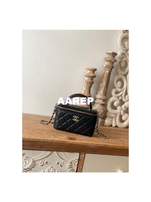 Replica Chanel Vanity With Chain in Lambskin Top Handle AP2846 Black 3