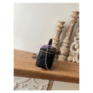 Replica Chanel Vanity With Chain in Lambskin Top Handle AP2846 Black 2