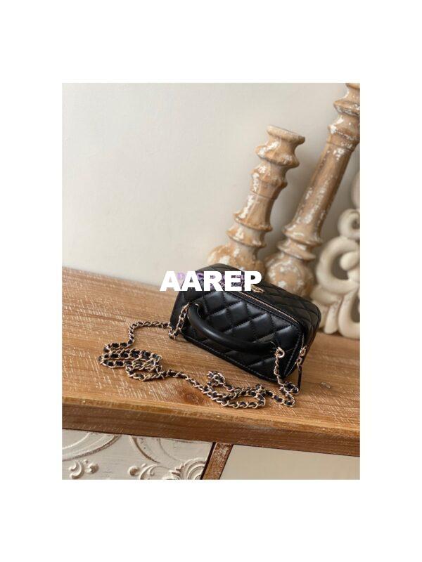 Replica Chanel Vanity With Chain in Lambskin Top Handle AP2846 Black 6