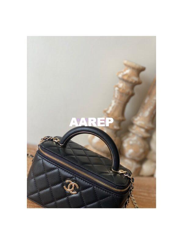 Replica Chanel Vanity With Chain in Lambskin Top Handle AP2846 Black 7