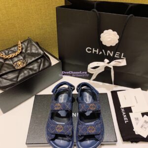 Replica Chanel Denim and Lambskin Sandals G34600 Blue