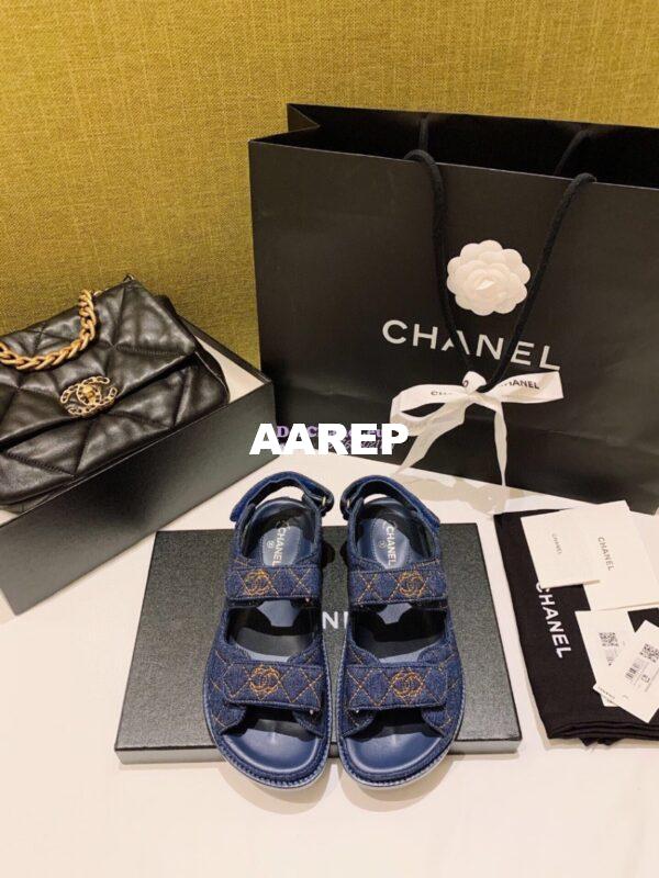 Replica Chanel Denim and Lambskin Sandals G34600 Blue