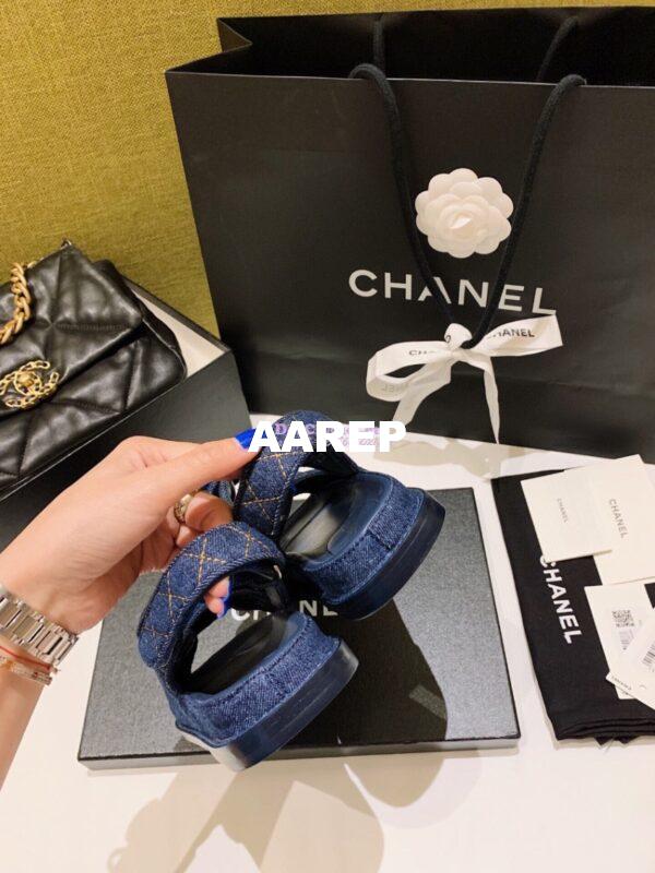 Replica Chanel Denim and Lambskin Sandals G34600 Blue 7