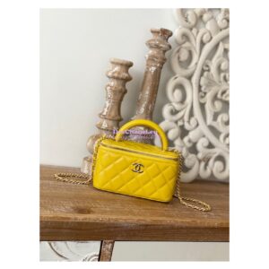 Replica Chanel Vanity With Chain in Lambskin Top Handle AP2846 Yellow