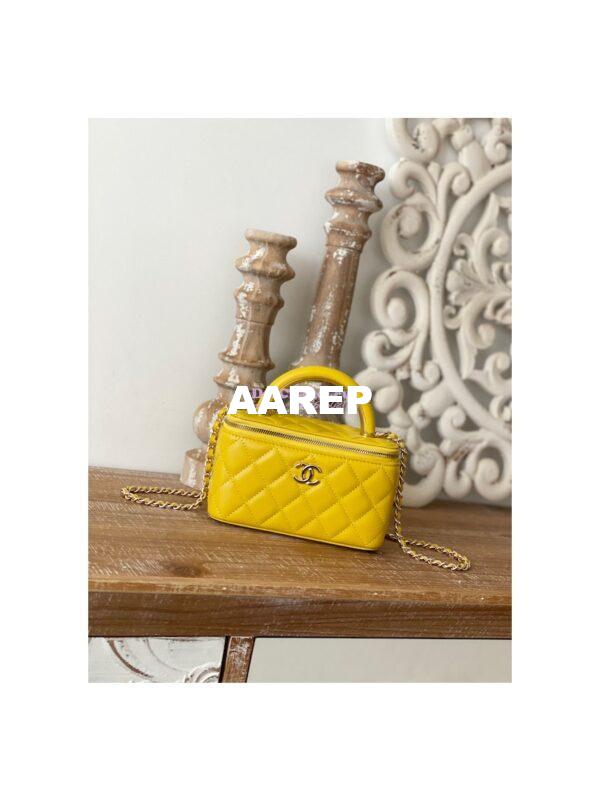 Replica Chanel Vanity With Chain in Lambskin Top Handle AP2846 Yellow 3