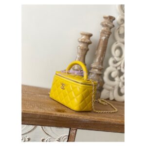 Replica Chanel Vanity With Chain in Lambskin Top Handle AP2846 Yellow 2