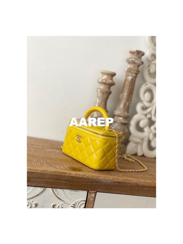 Replica Chanel Vanity With Chain in Lambskin Top Handle AP2846 Yellow 4