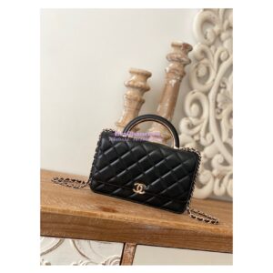 Replica Chanel Wallet On Chain Top Handle Lambskin WOC AP2844 Black
