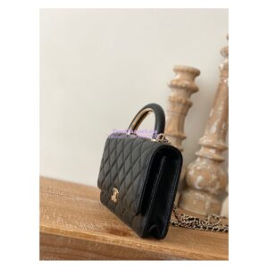 Replica Chanel Wallet On Chain Top Handle Lambskin WOC AP2844 Black 2