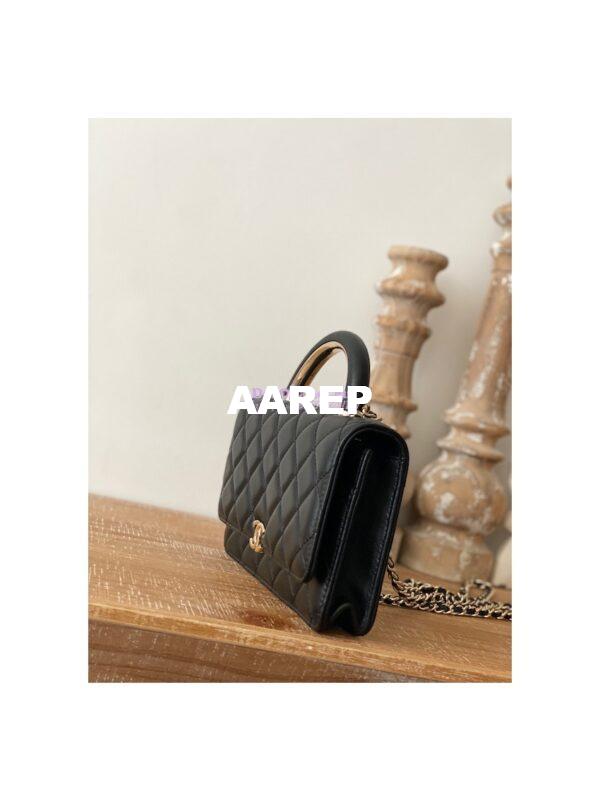 Replica Chanel Wallet On Chain Top Handle Lambskin WOC AP2844 Black 4