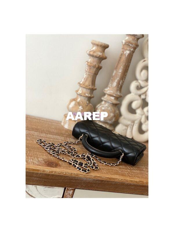 Replica Chanel Wallet On Chain Top Handle Lambskin WOC AP2844 Black 5