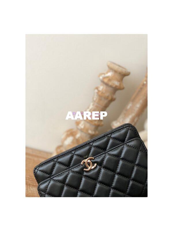 Replica Chanel Wallet On Chain Top Handle Lambskin WOC AP2844 Black 6