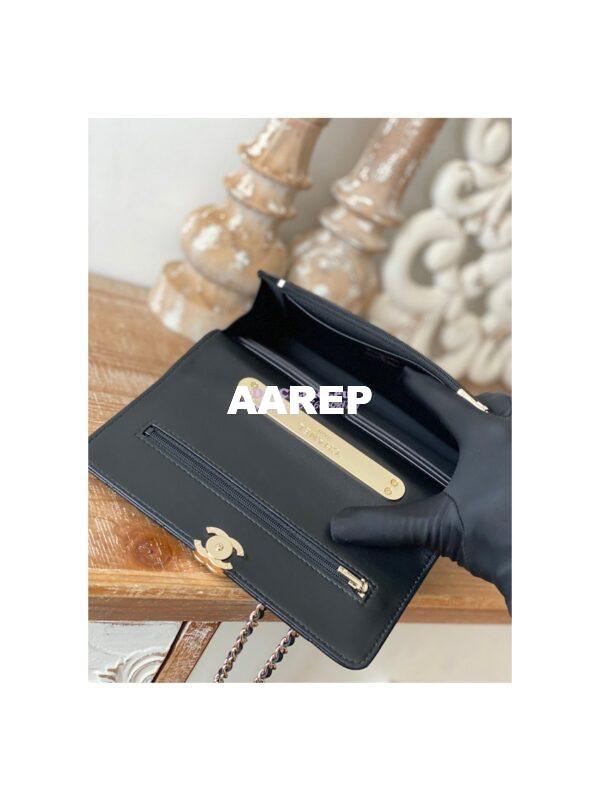 Replica Chanel Wallet On Chain Top Handle Lambskin WOC AP2844 Black 9