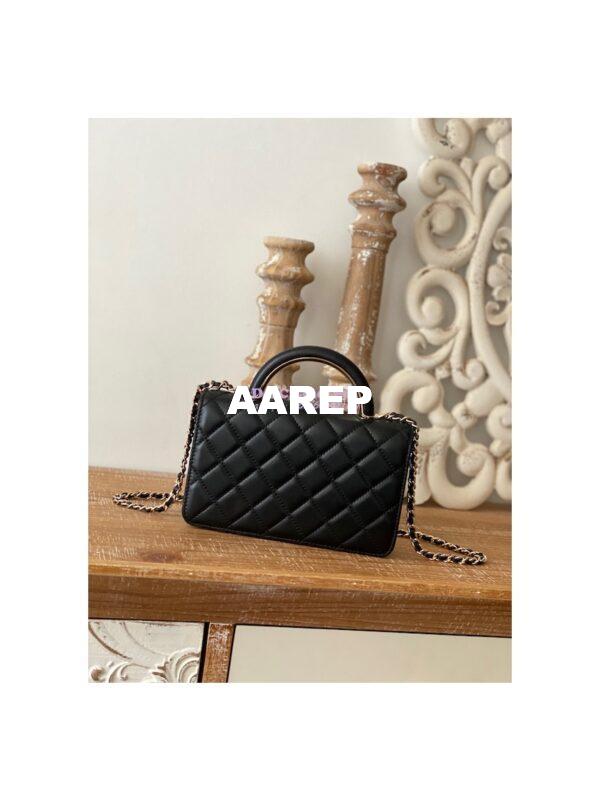 Replica Chanel Wallet On Chain Top Handle Lambskin WOC AP2844 Black 10