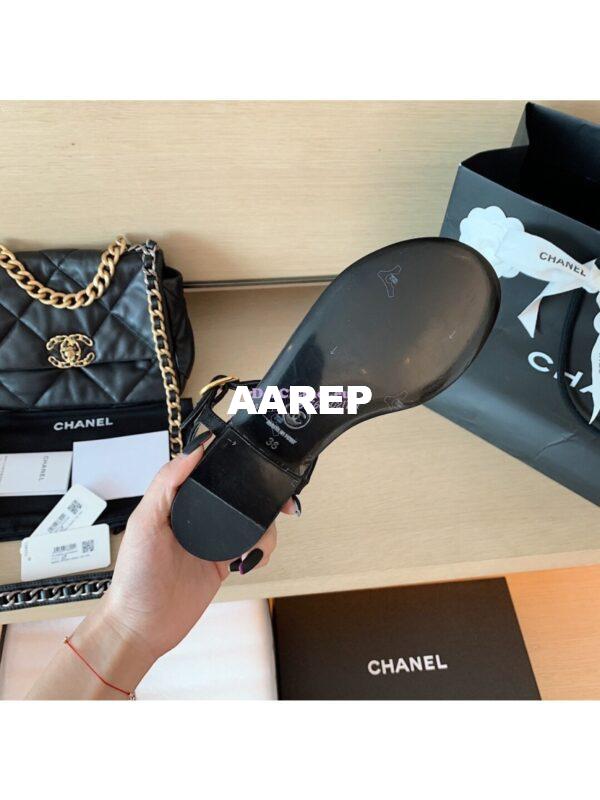Replica Chanel Lambskin Sandals CC Star G350423 Black 10