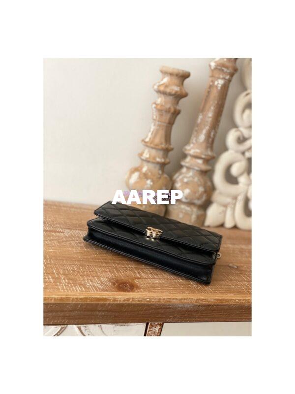 Replica Chanel Wallet On Chain Top Handle Lambskin WOC AP2844 Black 11