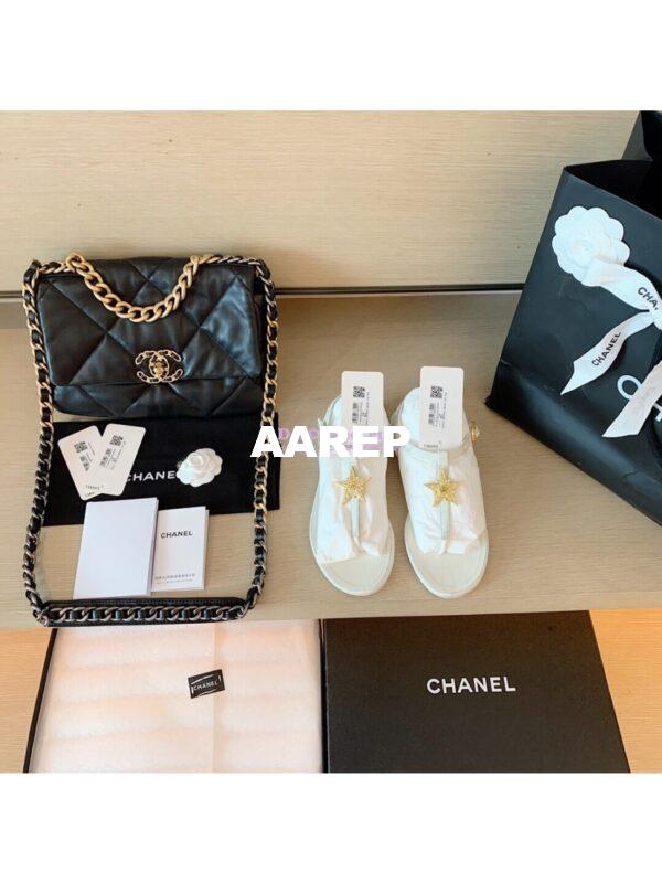 Replica Chanel Lambskin Sandals CC Star G350423 White 2