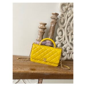 Replica Chanel Wallet On Chain Top Handle Lambskin WOC AP2844 Yellow