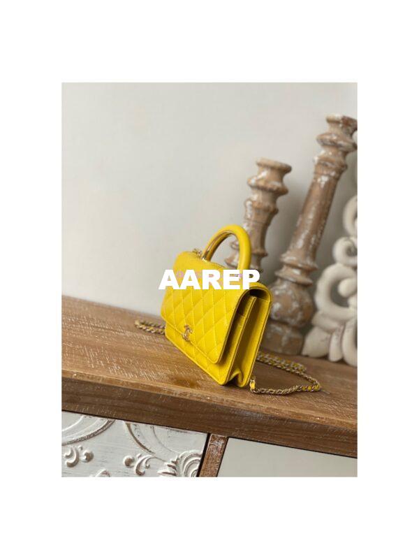 Replica Chanel Wallet On Chain Top Handle Lambskin WOC AP2844 Yellow 4