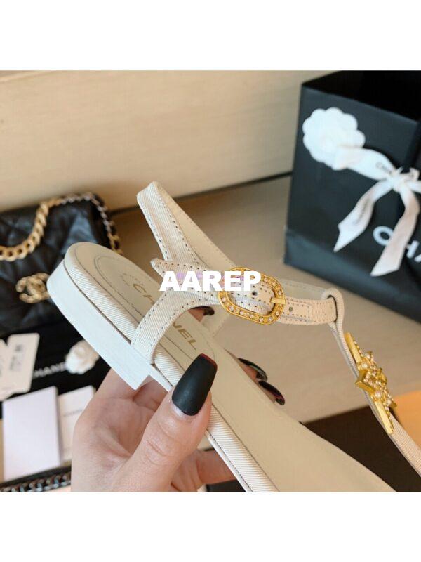 Replica Chanel Lambskin Sandals CC Star G350423 White 6
