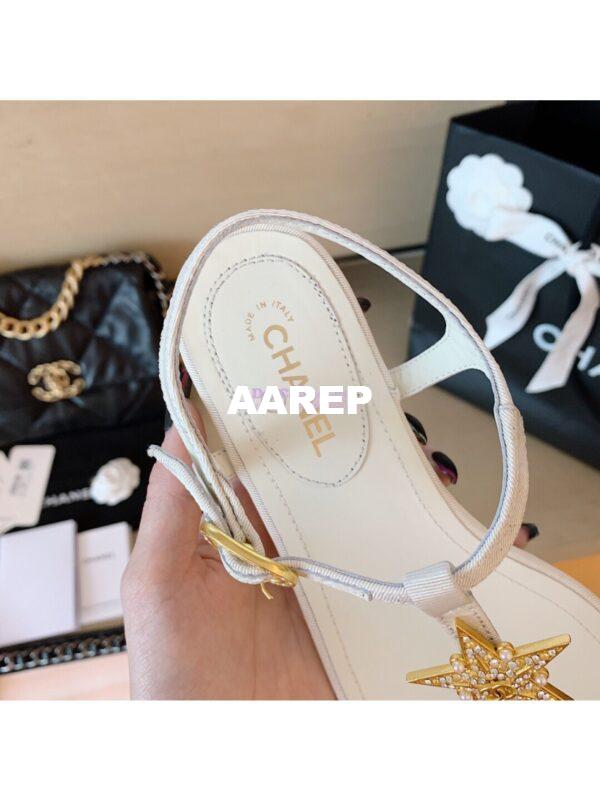 Replica Chanel Lambskin Sandals CC Star G350423 White 7